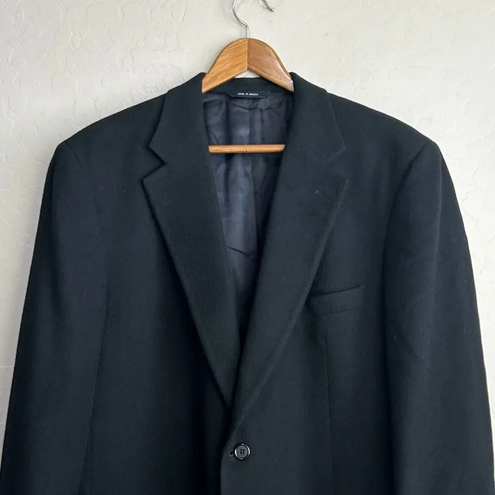 Brooks Brothers Sport Coat Mens 42R Solid Black Camel Hair Blazer Two Button